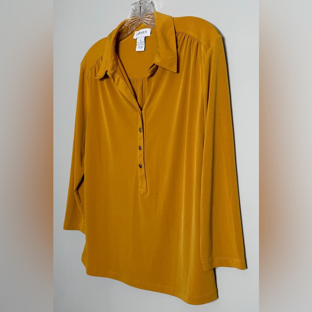 Carmen Marc Valvo Mustard Blouse Size Medium